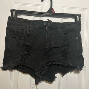 Black Distressed Denim Shorts